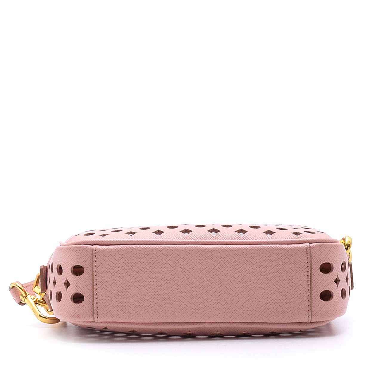 Prada -  Pink Saffiano  Leather  Cutout Mini Crossbody  Bag 